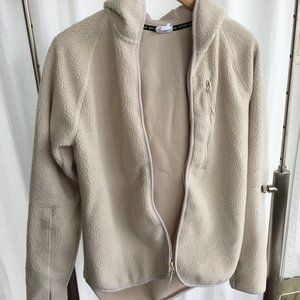 Beige Sherpa Zip Hooded Sweater